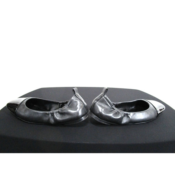 EUC! Vince Camuto Black Leather & Patent Square Cap Toe Ballet Flats Women 6.5 M - Picture 7 of 10